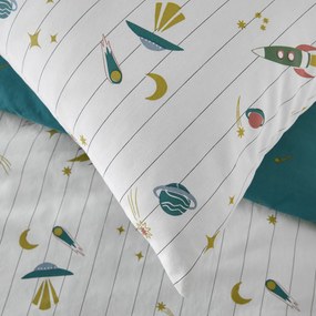 Kussensloop voor kinderen, 30% gerecycled gewassen katoen, raketprint, EGOR