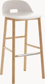 Handgemaakte barstoel Alfi Low Back met essenhouten poten