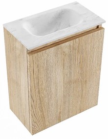 Mondiaz Ture DLux toiletmeubel 40cm washed oak met wastafel opalo midden zonder kraangat