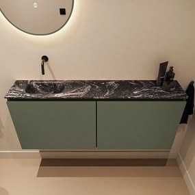 Mondiaz Ture DLux toiletmeubel 120cm army met wastafel lava links zonder kraangat