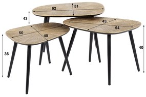 Salontafel Set Kiezelvorm Goud - 62 X 51cm.