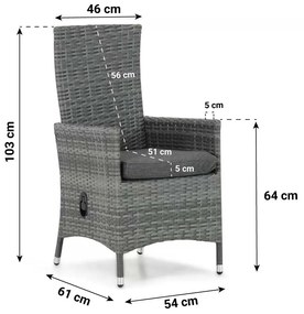 Domani Furniture Beluga Dining Tuinstoel Verstelbaar Wicker Grijs