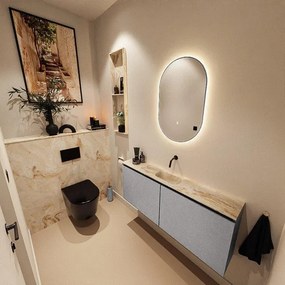 MONDIAZ TURE-DLUX 120cm toiletmeubel Plata. EDEN wastafel Frappe positie midden. Zonder kraangat. TUREDX120PLAM0FRA