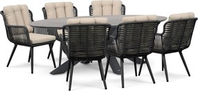 Tuinset 6 personen 240 cm Rope Grijs Coco Custa/Lunea