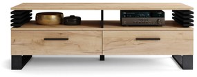 GOKEE RTV-145 Eiken Craft Goud/Zwart mat - MODERNE KAST VOOR ONDER DE TELEVISIE MET LAMELLEN