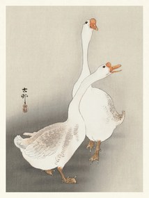 Kunstdruk Two Geese (Japandi Vintage) - Ohara Koson, (30 x 40 cm)