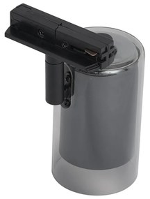 Moderne spot zwart met smoke glas voor railsysteem 1-fase - Iconic Lloyd