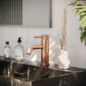 Saniclear Plus Curved wastafelkraan geborsteld koper