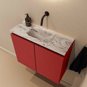 Mondiaz Ture DLux toiletmeubel 60cm fire met wastafel glace midden zonder kraangat