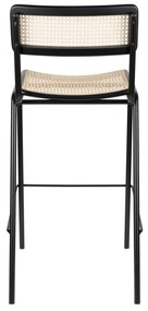 Zuiver Jort Hoge Retro Barkruk Met Rotan Zwart