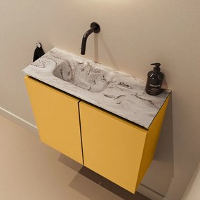 Mondiaz Ture DLux toiletmeubel 60cm ocher met wastafel glace links zonder kraangat