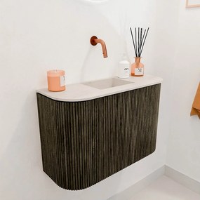 Mondiaz Joya DLux 65cm toiletmeubel ronding links/rechts shadow met wastafel faye midden zonder kraangat meli