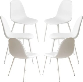 Set 6 White Teok Kunstlederen Stoelen