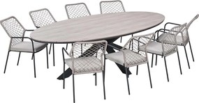 Garden Impressions Ross tuinset sand 9-delig - Tulli tuintafel ovaal 280x140 cm