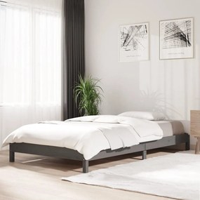 vidaXL Bed stapelbaar 75x190 cm massief grenenhout grijs