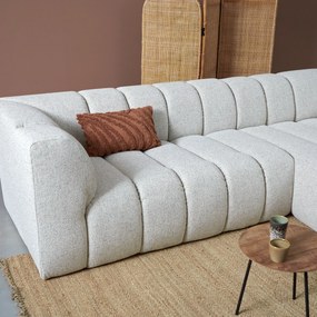 Bank Met Strepen Stiksel Grijsbeige Chaise Longue Rechts