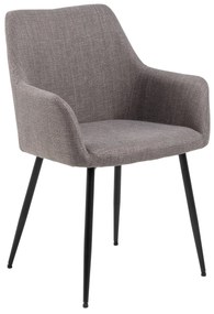 VERA Lichtgrijs Taupe (stof Basel 34) - MODERNE KUIPVORMIGE GESTOFFEERDE STOEL VOOR WOONKAMER / LOFT
