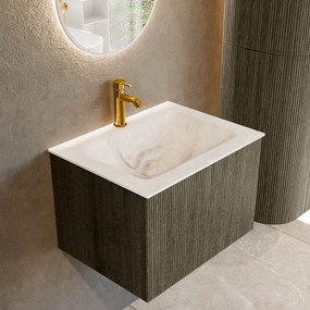 Mondiaz Kurve-dlux 60cm badmeubel shadow met 1 lade en wastafel cloud midden 1 kraangat frappe