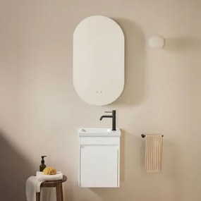 Badkamermeubelset In Hout Met Geïntegreerde Wastafel Narek Wit & Ovaal Met Opbergruimte Zwart 50x90 Cm Oricsa & Zwart ↑20 Cm - Sklum