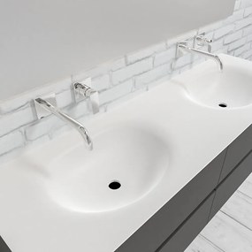 Zaro Sevilla Solid Surface badmeubel 150cm mat antraciet zonder kraangat dubbele spoelbak 4 lades