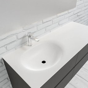 Zaro Sevilla Solid Surface badmeubel 120cm mat antraciet 1 kraangat spoelbak rechts 4 lades