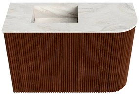 Mondiaz Joya DLux 60cm toiletmeubel ronding rechts ruby met wastafel faye links zonder kraangat ostra