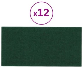 vidaXL Wandpanelen 12 st 2,16 m² 60x30 cm stof donkergroen