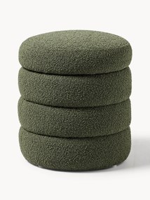 Bouclé gestoffeerde poef Alto met opbergruimte