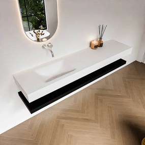Zaro Alan badmeubel 190cm met planchet urban en vrijhangende wastafel cloud links zonder kraangat talc