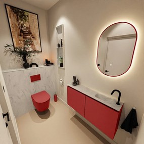 Mondiaz Ture DLux toiletmeubel 100cm fire met wastafel opalo rechts met kraangat