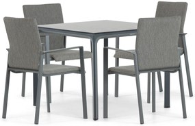 Tuinset 4 personen 90 cm Aluminium/textileen Grijs Lifestyle Garden Furniture Rome/Cesar