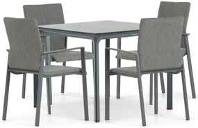 Tuinset 4 personen 90 cm Aluminium/textileen Grijs Lifestyle Garden Furniture Rome/Cesar