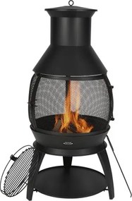 VEVOR Tuinhaard, φ500x1100mm Terraskachel, Azteekse ijzeren kachel voor grillen en verwarmen, Chimenea vuurkorf met grillrooster, schoorsteenmantel en roestvrijstalen schoorsteendeksel, voor terras, tuin, achtertuin