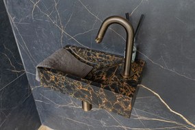 Saniclear Athens Portoro Gold fonteinset met gebogen kraan in verouderd messing