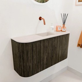 Mondiaz Joya DLux 85cm toiletmeubel ronding links/rechts shadow met wastafel faye midden zonder kraangat meli