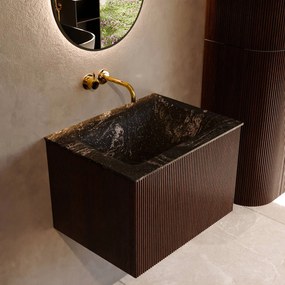 Mondiaz Kurve-dlux 60cm badmeubel ruby met 1 lade en wastafel cloud midden zonder kraangat lava