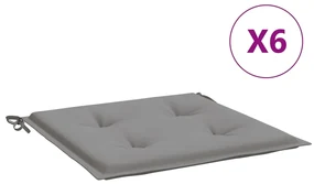 vidaXL Tuinstoelkussens 6 st 40x40x3 cm stof grijs