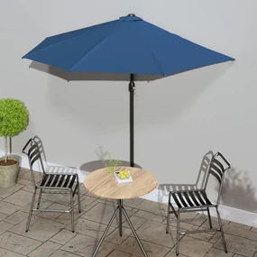 vidaXL Balkonparasol half met aluminium paal 270x135x245 cm blauw