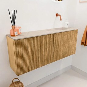 Mondiaz Joya DLux 100cm toiletmeubel oak met wastafel faye rechts zonder kraangat frappe