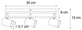 Plafondlamp zwart met hout 3-lichts verstelbaar rechthoekig - Jeana Modern, Industriele / Industrie / Industrial GU10 Binnenverlichting Lamp