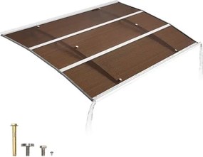 VEVOR Afdak voor Voordeur 150x100 cm, Aanbouwluifel, Aanbouwluifel met Afwatering &amp; Metalen Beugels, Bescherming tegen Regen, Sneeuw &amp; Zon, Polycarbonaat Deurluifel voor Veranda &amp; Terras, Bruin
