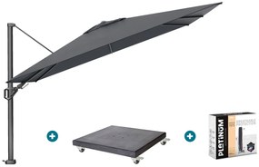 Platinum Challenger zweefparasol Premium T2 2,6x3,5 m - Faded Black met Modena voet en hoes