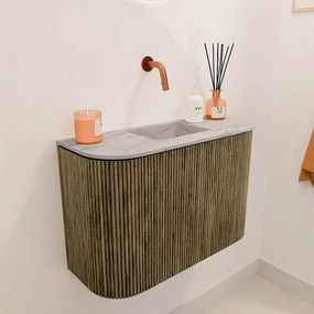 Mondiaz Joya DLux 65cm toiletmeubel ronding links/rechts dusk met wastafel faye midden zonder kraangat glace