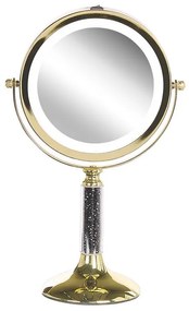 Verlichte gouden make-up spiegel ø 18 cm BAIXAS Beliani
