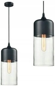 Hangende glazen plafondlamp Zenit B Zwart