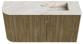 Mondiaz Joya DLux 80cm toiletmeubel ronding links dusk met wastafel faye rechts zonder kraangat frappe