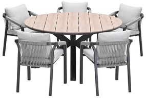 Garden Impressions Tarera tuinset 6-delig taupe - Tulli tuintafel Ø148x75 cm - light teak vironwood