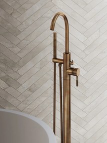 Saniclear Antique Curved vrijstaande badkraan verouderd messing