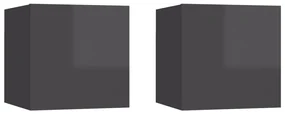 vidaXL Tv-wandmeubelen 2 st 30,5x30x30 cm hoogglans grijs