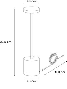 Buiten tafellamp zwart incl. LED met touch dimmer oplaadbaar - Dupont